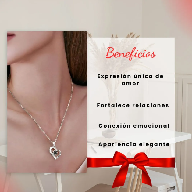Collar “Te Amo en 100 Idiomas” + Regalos Exclusivos: Anillo y Caja de Lujo