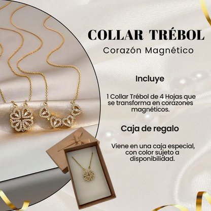 Collar Trébol de 4 Hojas Suerte & Caja De Regalo