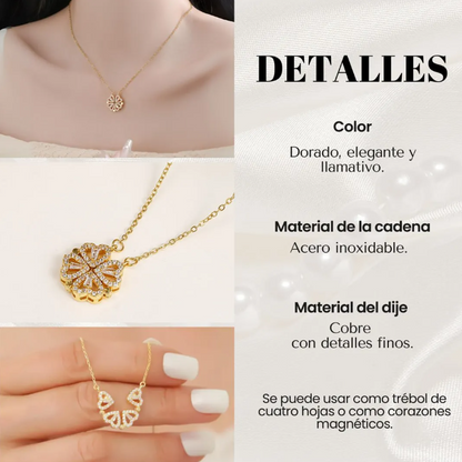 Collar Trébol de 4 Hojas Suerte & Caja De Regalo