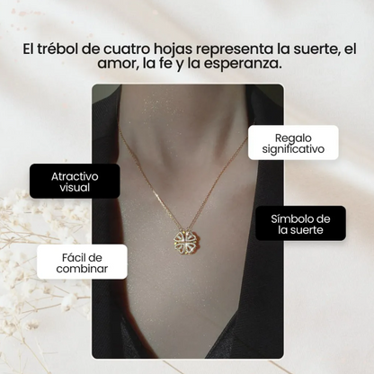 Collar Trébol de 4 Hojas Suerte & Caja De Regalo