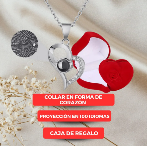 Collar “Te Amo en 100 Idiomas” + Regalos Exclusivos: Anillo y Caja de Lujo